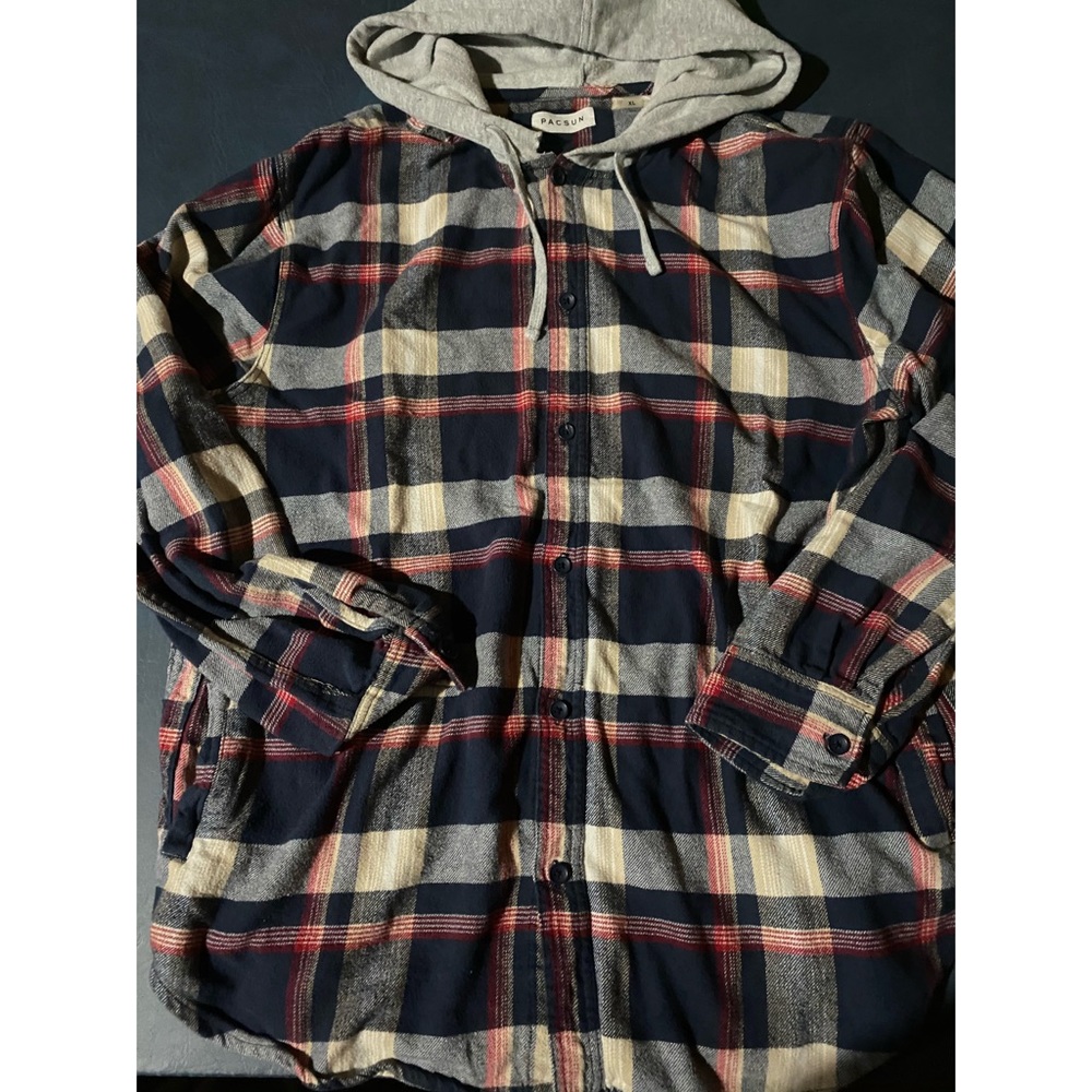 Pacsun men’s xl button down flannel hoodie